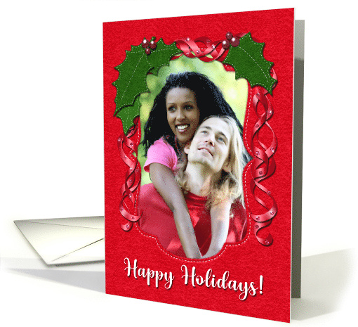 Christmas Holly Photo Frame You Customize Happy Holidays... (1707828)