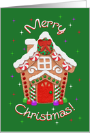 Gingerbread House Felt Style Merry Christmas card