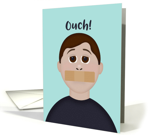 Ouch Get Better Soon Periodontal Gum Surgery Big Bandage Man card