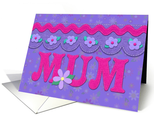 Happy Mother's Day Felt Look Mum Pink Purple card (1729528)