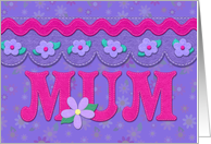 Happy Mother’s Day Felt Look Mum Pink Purple card