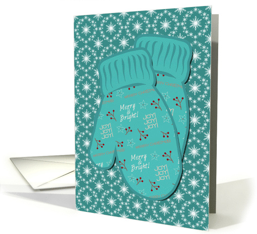 Christmas Mittens Holiday Greetings Joy Joy Joy card (1745404)