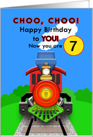 Kids Age 7 Birthday Choo Choo Train Customize This card
