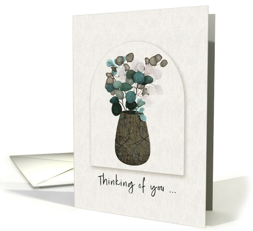 Thinking of You Silver Dollar Flowers in Vase card (1756850)