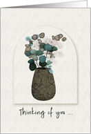 Thinking of You Silver Dollar Flowers in Vase card