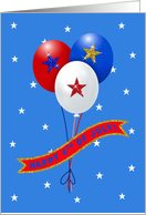 Patriotic Balloons With Banner Happy 4ᵗʰ of July card