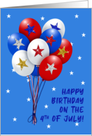 Patriotic Balloons Happy Birthday on 4ᵗʰ of July card