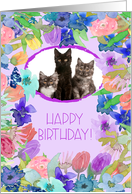 Happy Birthday Watercolor Flowers You Customize card