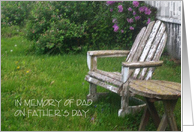 In Memory Of Dad On Father’s Day, Weathered Table and Chair card