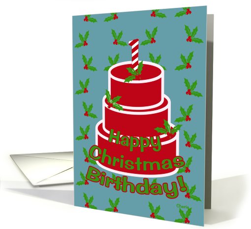 Happy Christmas Birthday 1 Year card (533168)