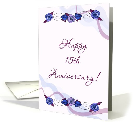 Happy 15th Anniversary Blue Roses card (605368)