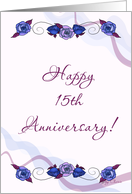 Happy 15th Anniversary Blue Roses card