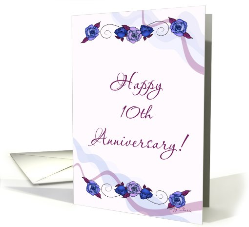 Happy 10th Anniversary Blue Roses card (605371)