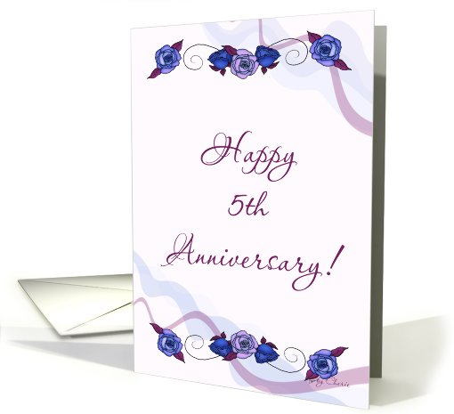 Happy 5th Anniversary Blue Roses card (605375)