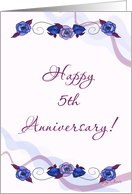 Happy 5th Anniversary Blue Roses card