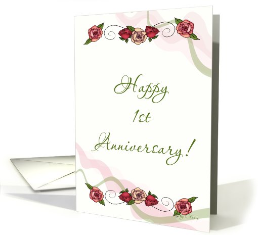 Happy 1st  Anniversary! Red Roses card (605389)
