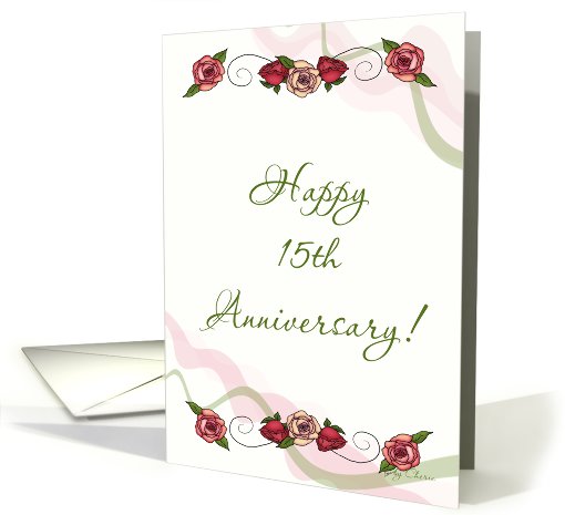 Happy 15th Anniversary! Red Roses card (605399)