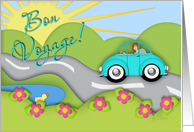 Bon Voyage! Whimsical Turquoise Car card