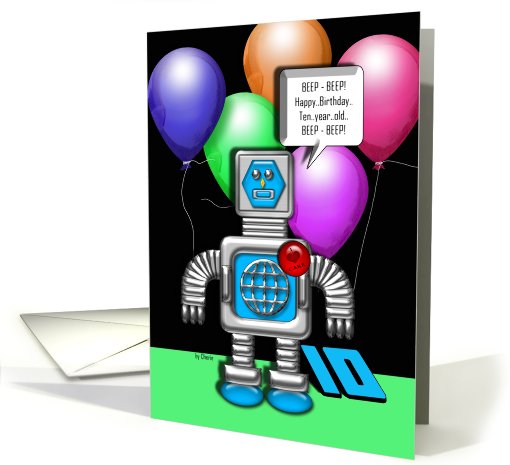 Happy Birthday Robot 10 Years card (609803)