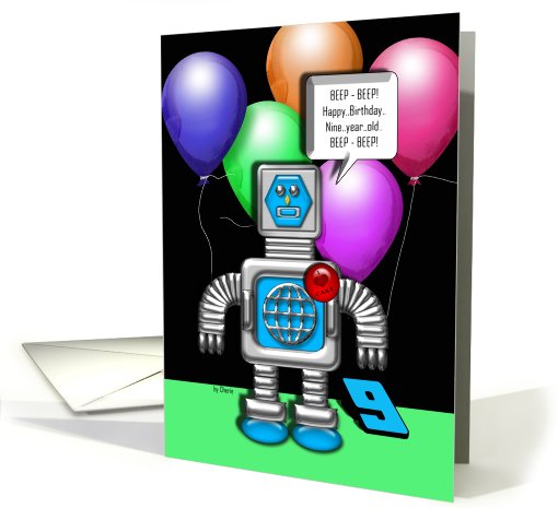 Happy Birthday Robot 9 Years card (609804)