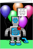 Happy Birthday Robot 3 Years card
