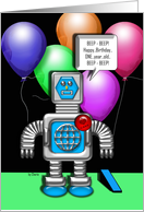 Happy Birthday Robot 1 Year card