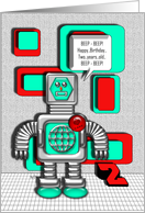 Happy Birthday Robot 2 Years Old card