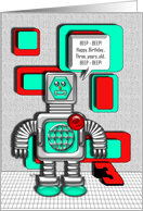 Happy Birthday Robot 3 Years Old card