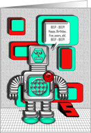Happy Birthday Robot 5 Years Old card