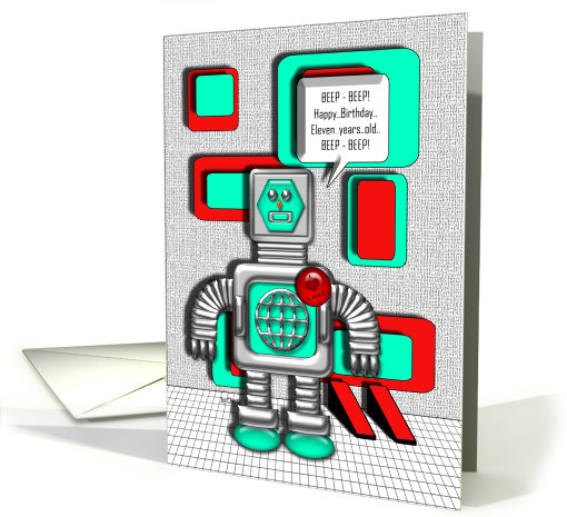 Happy Birthday Robot 11 Years Old card (609825)