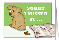 Sorry I Missed It, General Apology, Cute Puppy Missed the Newspaper card