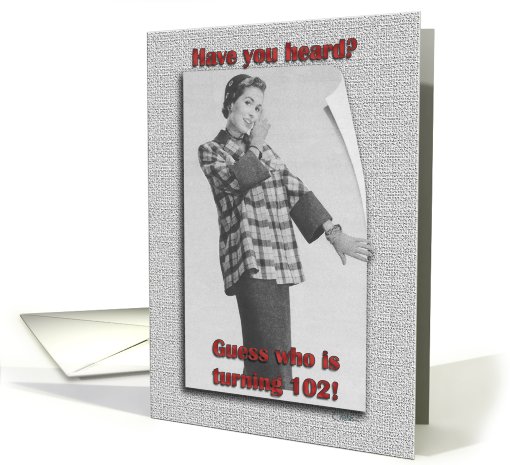 Vintage Age Specific 102 Years Old Birthday card (726500)