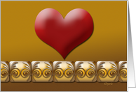 Red Heart Valentine On Gold card