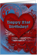 Valentine Birthday Happy 21st Trendy Hearts card