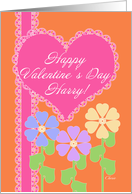 Happy Valentine’s Day Harry! Pink Heart Lace & Flowers card