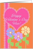 Happy Valentine’s Day Urie! Name Specific, Pink Heart, Flowers card