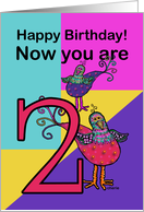 Happy Birthday Two Year Old Whimsical Bird card