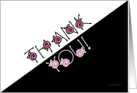 Thank You! Black and White Decorative Pink Floral Font card