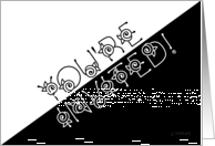 You’re Invited! Black and White, Floral Font card