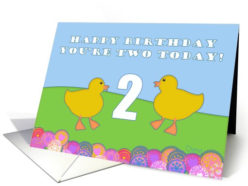 Happy Birthday You'reTwo Today! YellowDuckling Farm Animals card