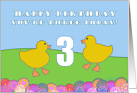 Happy Birthday You’reThree Today! YellowDuckling Farm Animals card