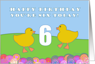 Happy Birthday You’reSix Today! YellowDuckling Farm Animals card