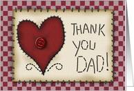 Thank You Dad! Prim Heart Applique, Button and Stitching card