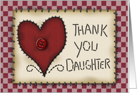 Thank You Daughter! Prim Heart Applique, Button and Stitching card