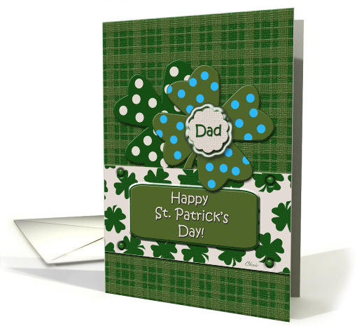 Dad Happy St. Patrick's Day Dotted Clovers Plaid card (776317)
