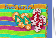 Flip Flops, Pool Party Invitation, Beach Towel card