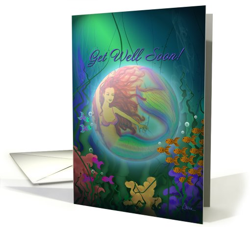 Get Well Soon, Mermaid In A Bubble, Tropical Fish card (784442)