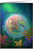 Get Well Soon, Mermaid In A Bubble, Tropical Fish card
