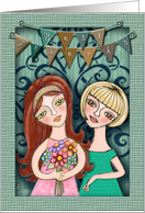 Best Friends Girls Bouquet of Flowers, Banners card