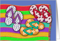 Flip Flops On Beach Towel, Any Occasion Note Card, Blank Inside card